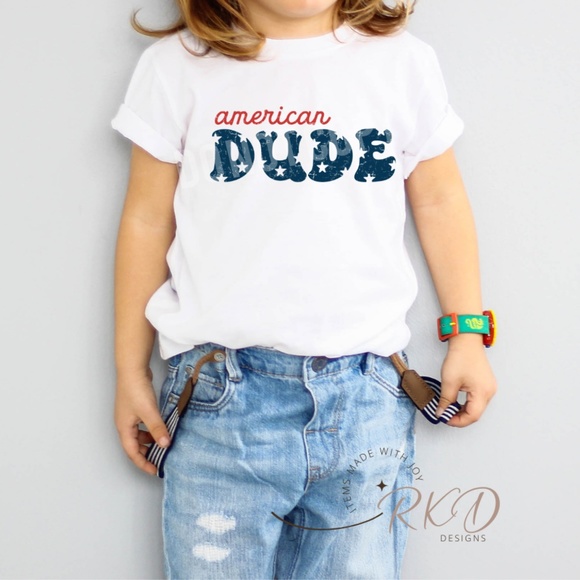 AMERICAN DUDE/4TH OF JULY KIDS TEE - Picture 1 of 4